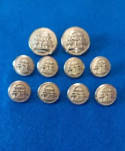 State of Georgia Seal Waterbury Set of 10 Gold Metal Shank Blazer Buttons - Picture 1 of 9