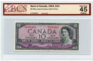 1954 Bank of Canada $10 - Devil's Face BC-32a - BCS EF45 Original - Picture 1 of 2