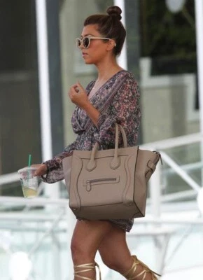 CELINE MINI LUGGAGE HANDBAG IN DRUMMED CALFSKIN in SOURIS - Image 1 of 4