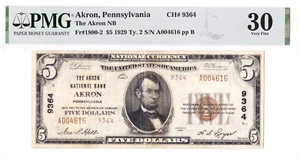 $5 1929 T2 National AKRON Pennsylvania PA 🇺🇸 Best Known! PMG 30 🇺🇸 - Picture 1 of 2