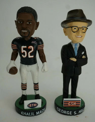 George S. Halas Khalil Mack Bobblehead Set Chicago Bears 100th Season Cover