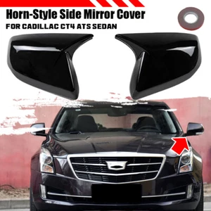 Gloss Black Side Mirror Cap Cover For Cadillac CT4 2020-2024 ATS Sedan 2013-2019 - Foto 1 di 4