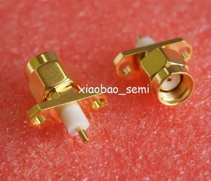 10X Stecker RP.SMA Stecker Buchse 2-Loch 16mm Flansch Lötzinn Plattenmontage gerade - Bild 1 von 1