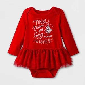 CAT & JACK Girls Romper KISSES WISHES Skirted Tutu Dress Outfit Bodysuit Top NWT - Picture 1 of 1