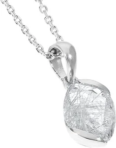 [Shinjuku Ginnokura] Natural 925 Silver Rutilated Quartz Necklace (4-sided cut A - Picture 1 of 9