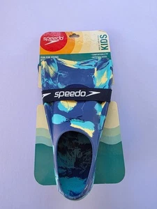 Speedo Kids Swim Fin Multi Blue Marble Medium 3+ S 1 & 2 New Youth Flippers - Picture 1 of 4