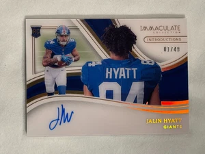 2023 Panini Immaculate Jalin Hyatt Introductions Rookie Auto /49 New York Giants - Picture 1 of 2