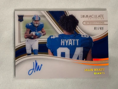 2023 Panini Immaculate Jalin Hyatt Introductions Rookie Auto /49 New York Giants - Image 1 of 2