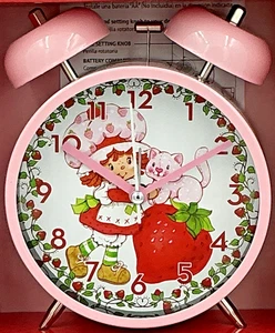 Strawberry Shortcake Pink Alarm Clock Analog 1 AA Battery - Picture 1 of 3