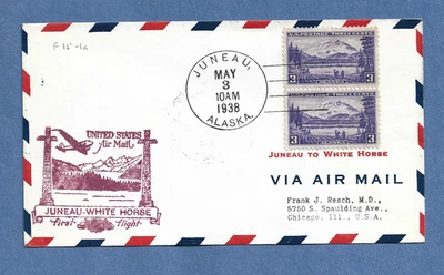 CUBIERTA DE VUELO JUNEAU ALASAKA A CHICAGO / CABALLO BLANCO 3 DE MAYO DE 1938 Foto 1 de 2