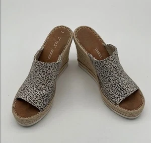 Toms Monica Leopard Print Wedge Rope Sandals Women Size 8 BLEMISH - Picture 1 of 9