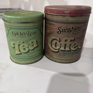 Ballonoff Canister Set Coffee Tea Mid Century Metal Vintage Patina 70s Ohio USA - Picture 1 of 15