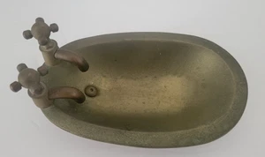 Prezzo Vasca Ottone Massello Portasapone Vasca Porta Spugna 6” Rubinetti Decorazione Vintage - Foto 1 di 9