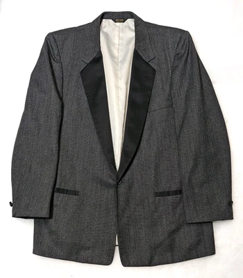 PIERRE CARDIN Vtg 70s 80s Gray Tweed TUXEDO BLAZER SUIT COAT JACKET Men's 48L - Image 1 of 4