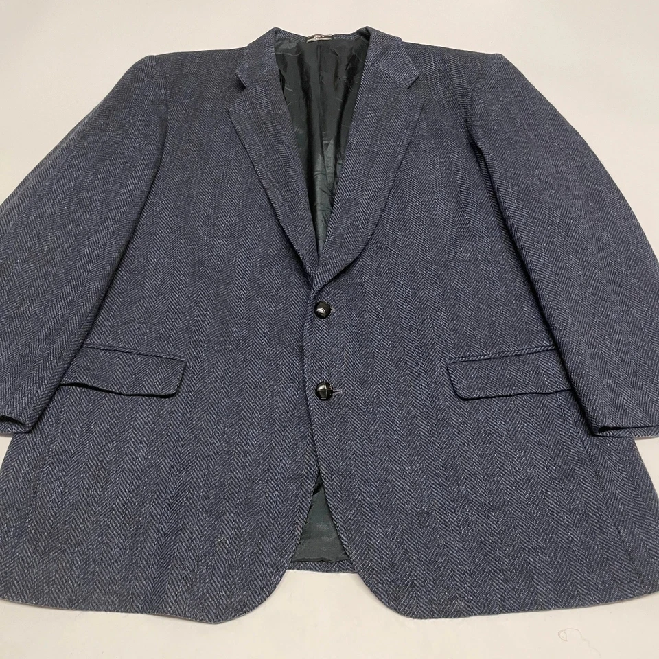 Jaqueta Blazer Masculina Vintage Tweed 48L Lã Marinha Campo Caça Equitação Hacking - Imagem 1 de 4
