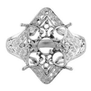 Semi Mount 5MM Round Shape Cluster Cocktail Ring 925 Sterling Silver Jewelry - Picture 1 of 8