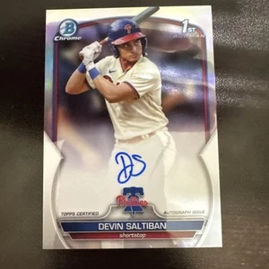 2023 Devin Saltiban 1st Bowman Chrome Auto Refractor /499 Phillies - Picture 1 of 2