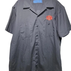 Grey and red vintage 90s Larry's Distribuiting work shirt workwear - Picture 1 of 2