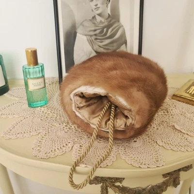 Vintage 50's Faux Fur Hand Muff Mittens Gloves Old Money - Image 1 of 4