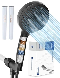 Black Filtered Shower Head with Handheld – High Pressure Showerhead for Hard ... - Bild 1 von 8