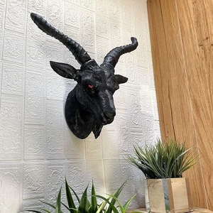 Schwarzer Baphomet Luzifer übernatürlicher Ziegenkopf Sabbat okkult Wandbehang Deko - Bild 1 von 8