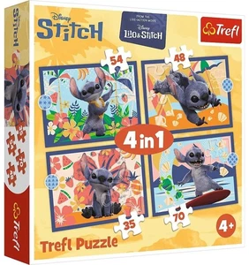NEW Trefl Jigsaw Puzzle 4 in 1 Pieces 4+ Age Lilo & Stitch Holidays in Hawaii - Picture 1 of 5