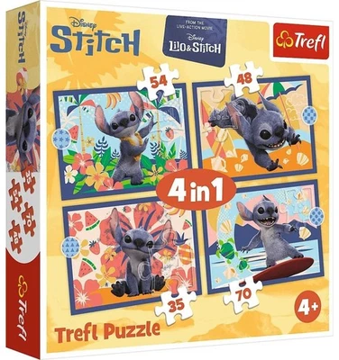 NUEVO Rompecabezas Trefl 4 en 1 Piezas 4+ Edad Lilo & Stitch Vacaciones en Hawai Foto 1 de 4
