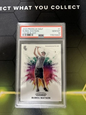 2024 Panini Prizm Liv Golf Bubba Watson SSP White Color Blast PSA 10 - Image 1 of 2