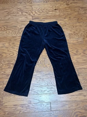 Pantalones deportivos acampanados vintage de terciopelo azul marino Catalina para mujer, talla grande Foto 1 de 4