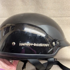 Harley Davidson DOT Basic Rider Helmet Size Small/Glossy Black/Visor/Ear Flaps - Bild 1 von 12