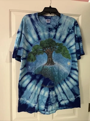 Camisa De Colección Años 90 Madre Tierra Árbol Naturaleza Verde Azul Tie Dye XL Animales Ocultos Foto 1 de 4