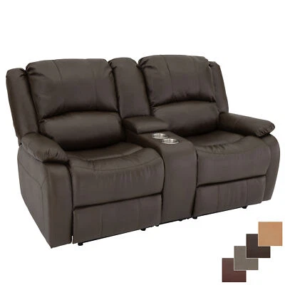 Sofá reclinable RecPro Charles 67" doble abrazador de pared con consola castaño Foto 1 de 4