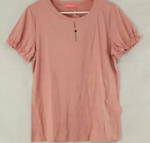HOT DELICIOUS Women's Size 2XL Short Sleeve Round Neck Top Color Pink NWT - Picture 1 of 7