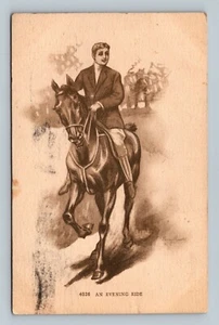 An Evening Ride Horses Postcard POSTED 1909 - Picture 1 of 2