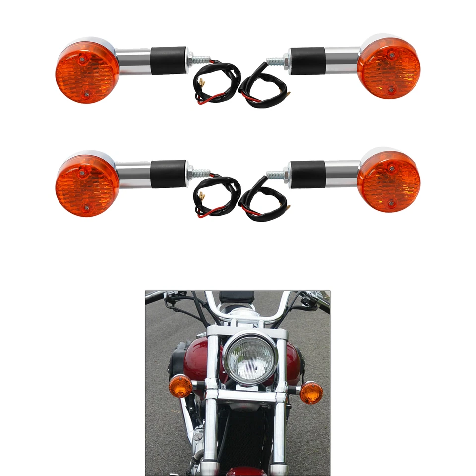 Front Rear Turn Signal Lights For Kawasaki Vulcan750 800 900 1500 1600 1700 2000 - Image 1 of 4