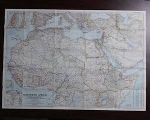 Vintage 1954 NORTHERN AFRICA National Geographic Wall Map - large  41" × 21"  - Picture 1 of 7