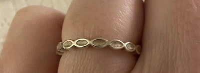 Sterling Silver And Champagne Enamel Pandora Stackable Ring - Image 1 of 3