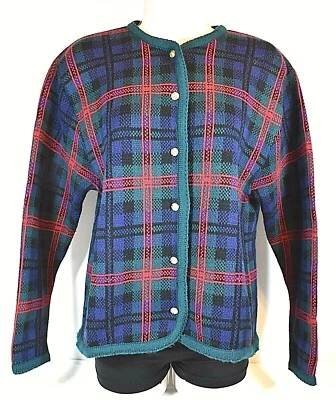 Suéter, Cárdigan Rojo, Verde, Azul Negro Tartán Cuadros De Colección - Talla LG Cristal-Kobe Foto 1 de 4
