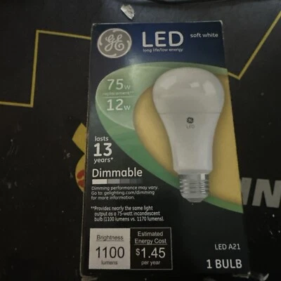 GE LED A21 Soft White 75 Watt-12 Watt Dimmable Light Bulbs 1100 Lumens 4 Pack  - Image 1 of 3