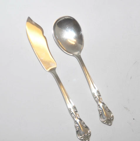 Easterling American Classic Sterling Silver Demitasse Sugar Spoon & Butter Knife Cover