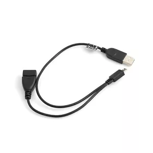 Câble 3 en 1 hôte OTG micro USB (male) vers USB A 2.0 (mâle/femelle) 30 cm - Photo 1/1