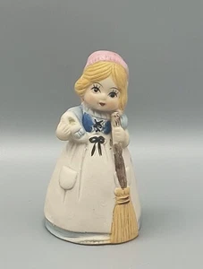JASCO 1970'S MERRI-BELLS "CINDERELLA GIRL" W/ BROOM BISQUE PORCELAIN BELL VTG - Picture 1 of 6