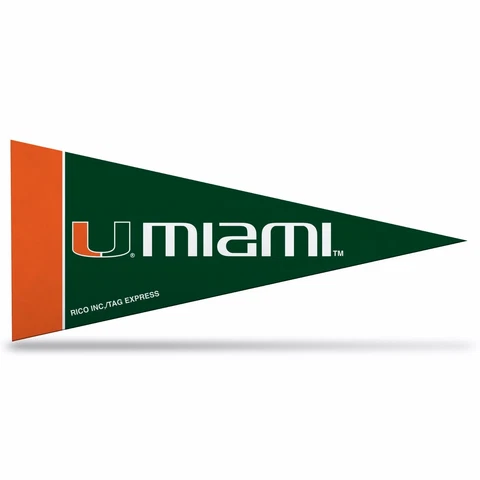 Miami Hurricanes Mini Pennants, 4" x 9" - Licensed by Rico - Made In USA Cover