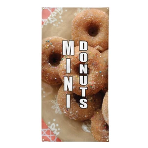 Vertical Vinyl Banner Multiple Sizes Mini Donuts Food and Drink Outdoor - Picture 1 of 6