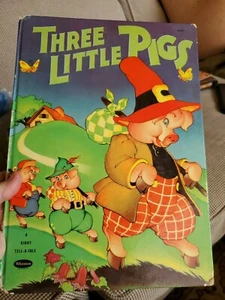 Vntg TELL-A-TALE Giant Child's Book 3 Little Pigs 1941 EF Vaughan Illus. Whitman - Picture 1 of 12