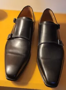 Magnanni Double Monk Strap Loafers in Black Men's Size 9 - Picture 1 of 6