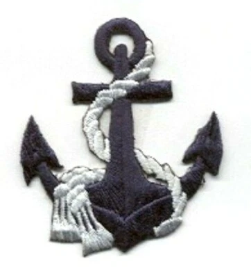 ANCHOR navy blue/white IRON ON APPLIQUE  2 1/8 x 2 3/8 inch - Image 1 of 2