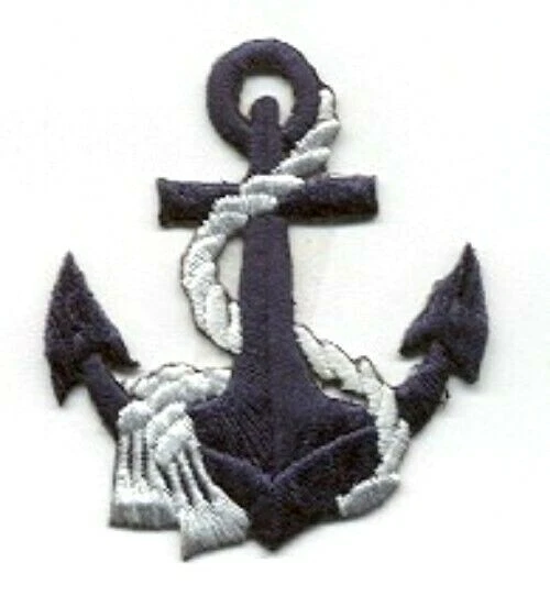 ANCHOR navy blue/white IRON ON APPLIQUE  2 1/8 x 2 3/8 inch - Image 1 of 2