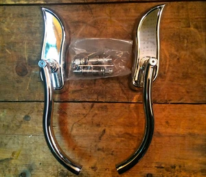 CUSTOM SOFT BEND MIRROR SET SPECTER STYLE CHROME for HARLEY or CUSTOM MOTORCYCLE - Picture 1 of 8