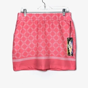 Kyodan Golf Skort Skirt Womens M Pink White Geometric Stretch Pockets Pickleball - Picture 1 of 11